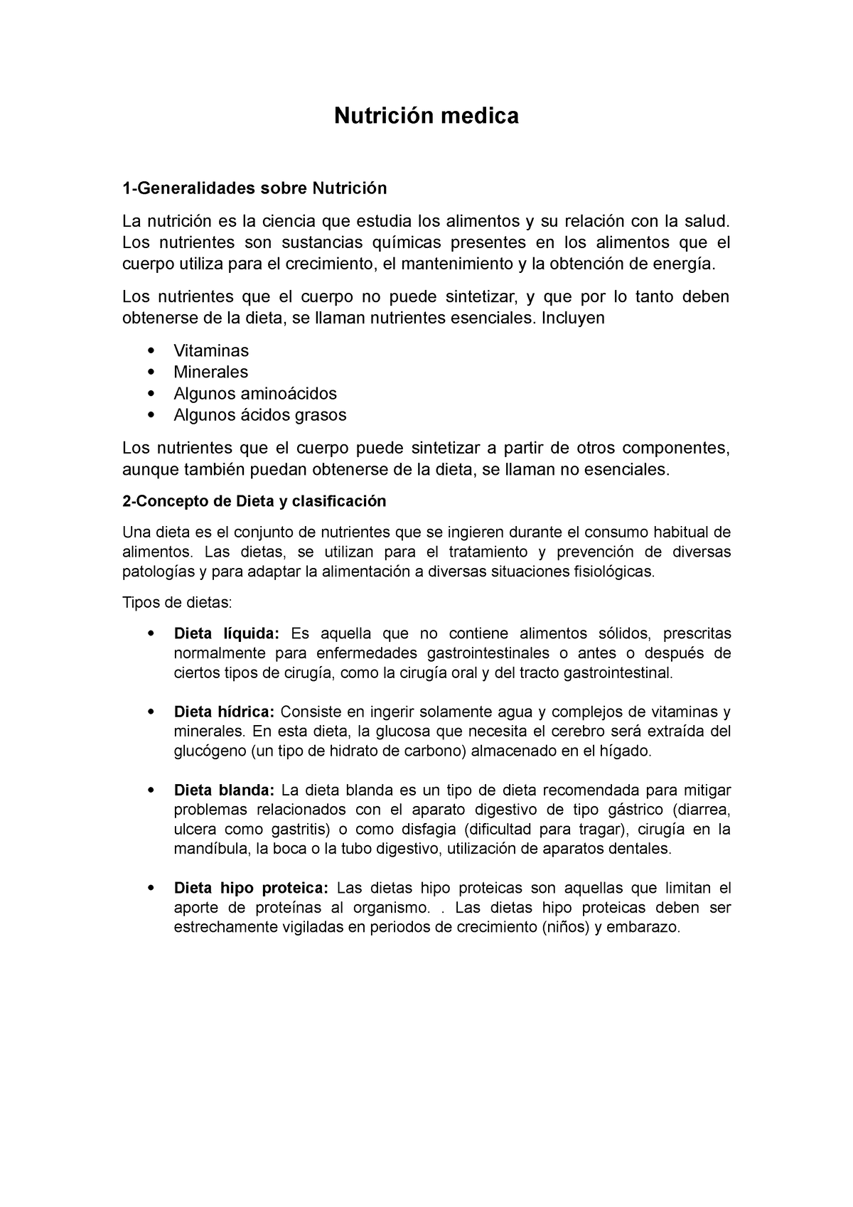 Nutrición - Apuntes - Nutrición Medica 1-Generalidades Sobre Nutrición ...