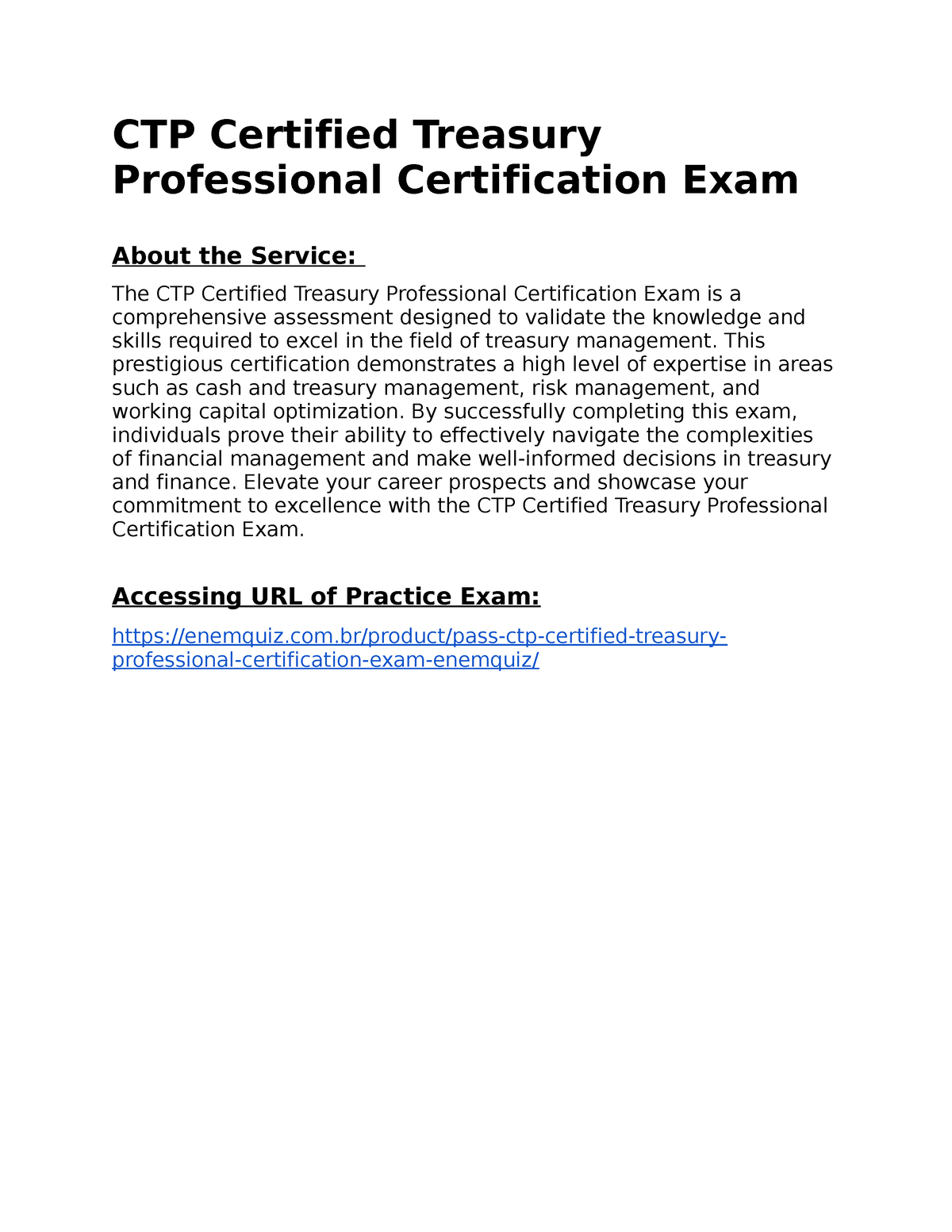 Updated CTP Certified Treasury Professional Practice Course - CTP ...