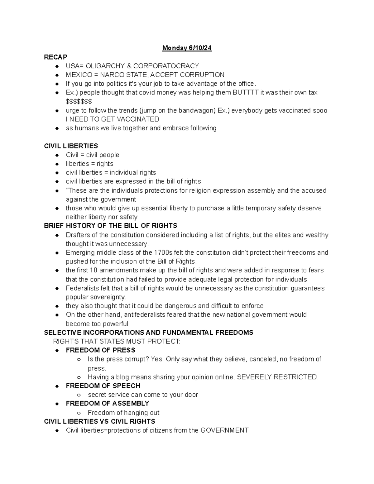 Federal GOV Notes - Monday 6/10/ RECAP USA= OLIGARCHY & CORPORATOCRACY ...