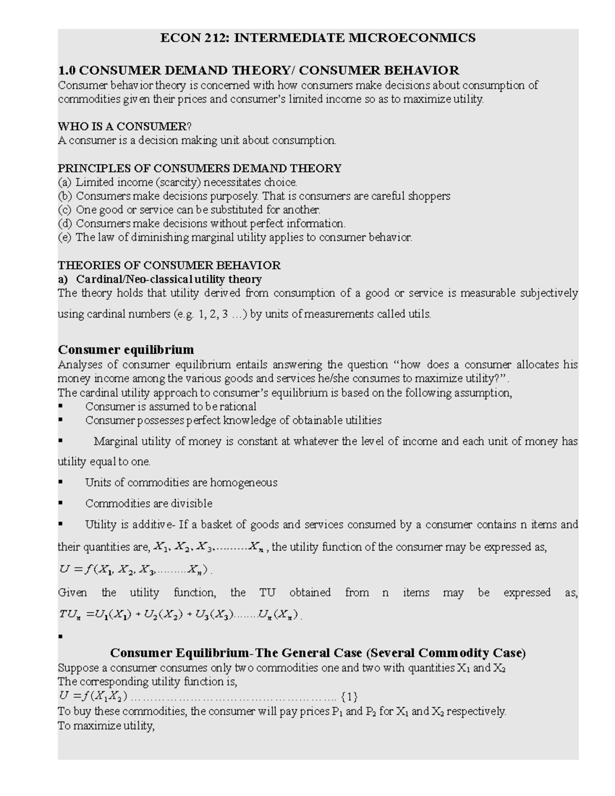 Econ 212 Intermediate Microeconomics Studocu