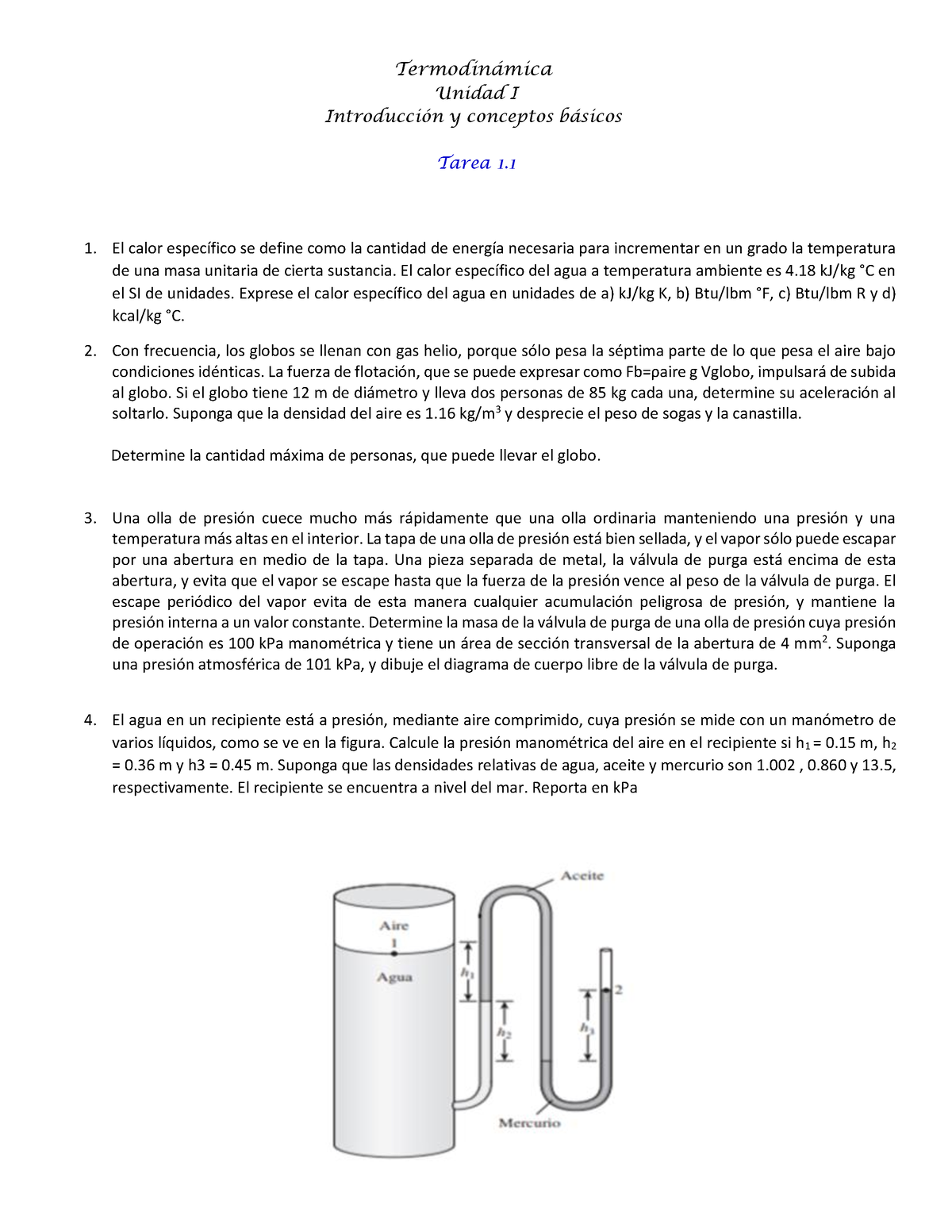 Tarea 1 - Estudió Práctico Y Avanzado - Termodin·mica Unidad I ...