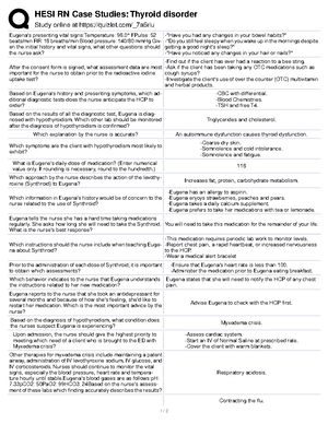 hesi rn case study thyroid disorders