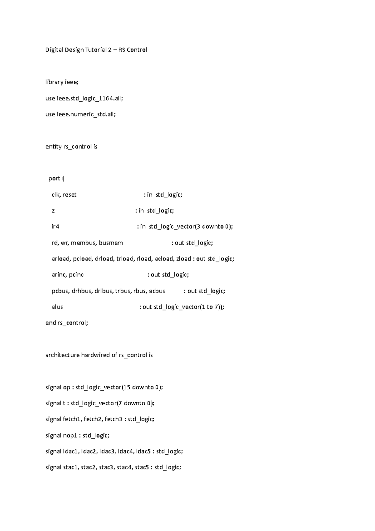 Digital Design Tutorial 2 - std_logic_1164; use ieee.numeric_std ...
