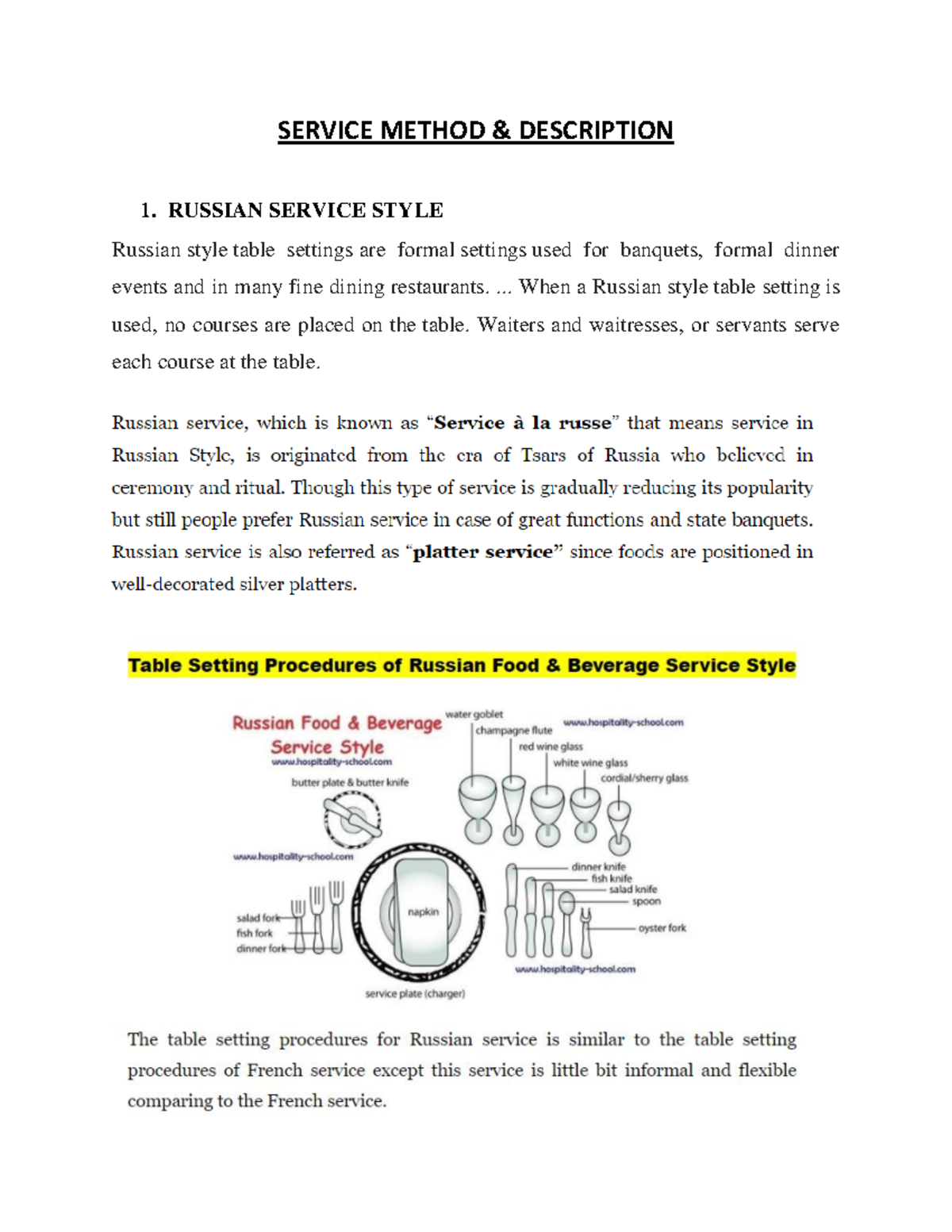 Service Method & Description - SERVICE METHOD & DESCRIPTION 1. RUSSIAN ...
