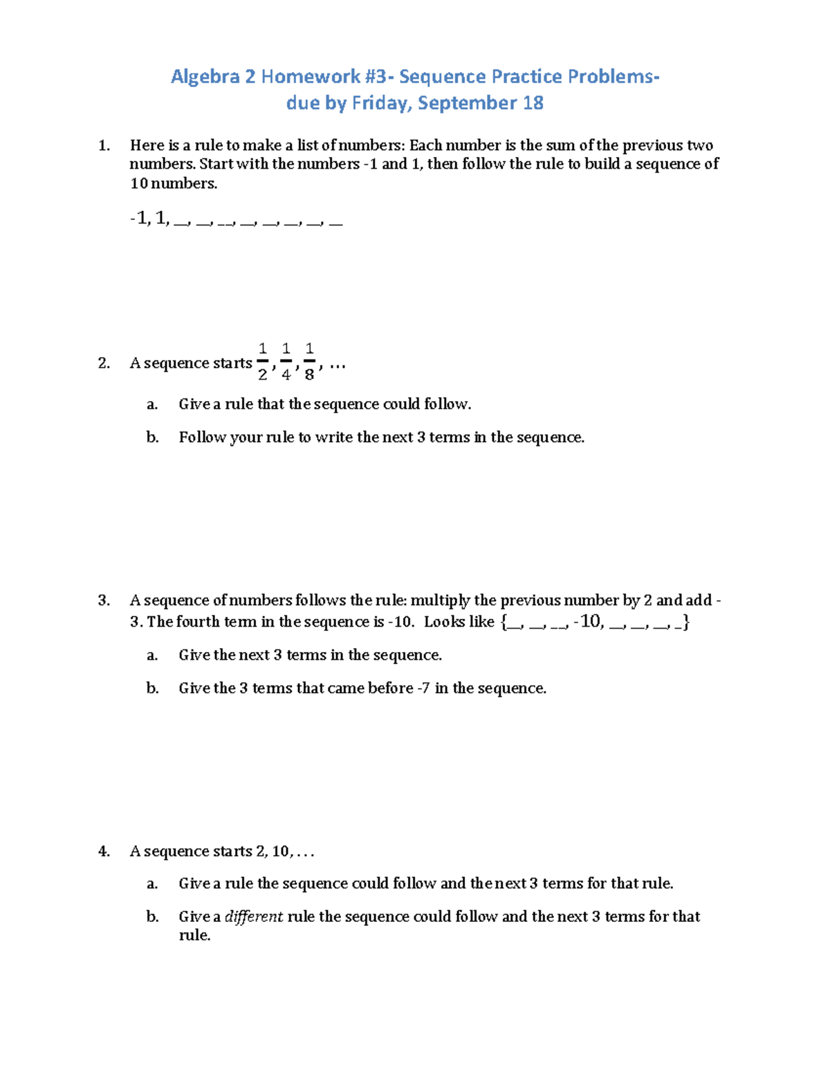 025401178 - Linear Algebra - Algebra 2 Homework #3- Sequence Practice ...