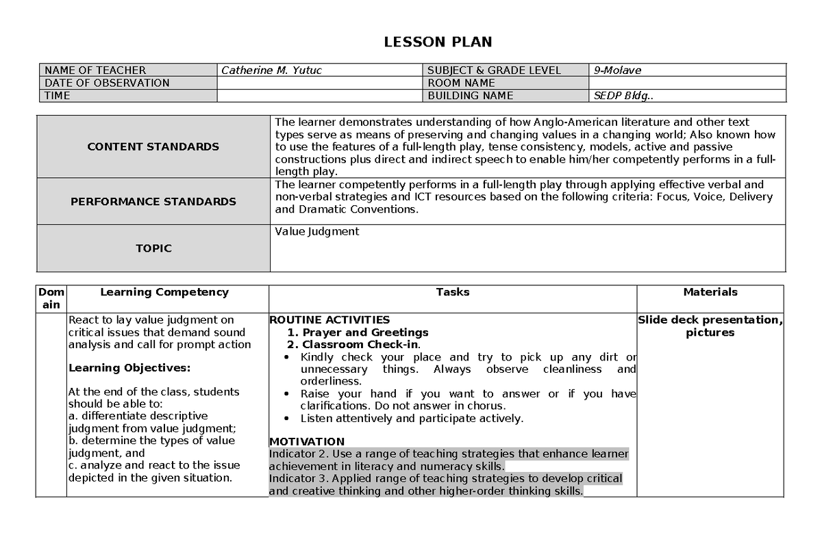 CO4 2023-2024 edit - none - NAME OF TEACHER Catherine M. Yutuc SUBJECT ...