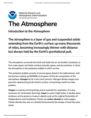 The Atmosphere National Oceanic and Atmospheric Administration