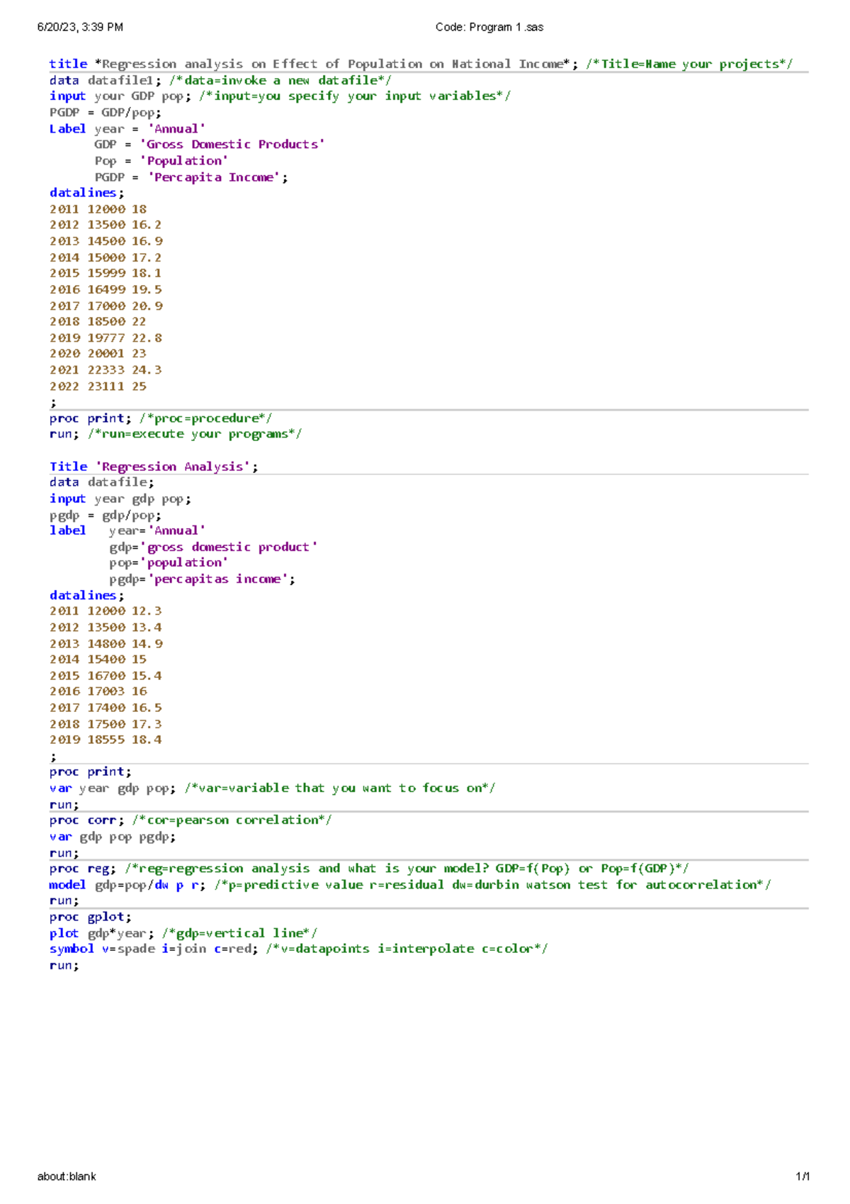 Code Program 1 - 6/20/23, 3:39 PM Code: Program 1 about:blank 1/ title ...