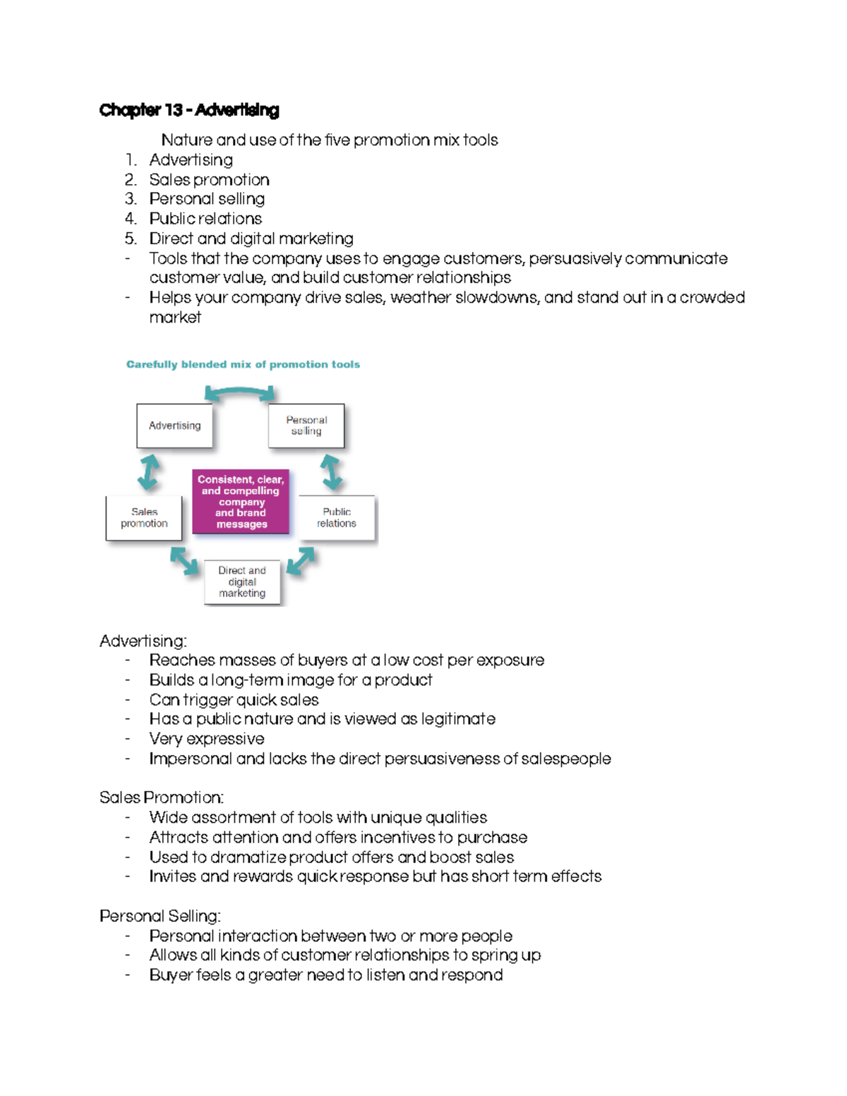 Exam 2 Review Notes - Chapter 13 - Advertising Nature and use of the ...