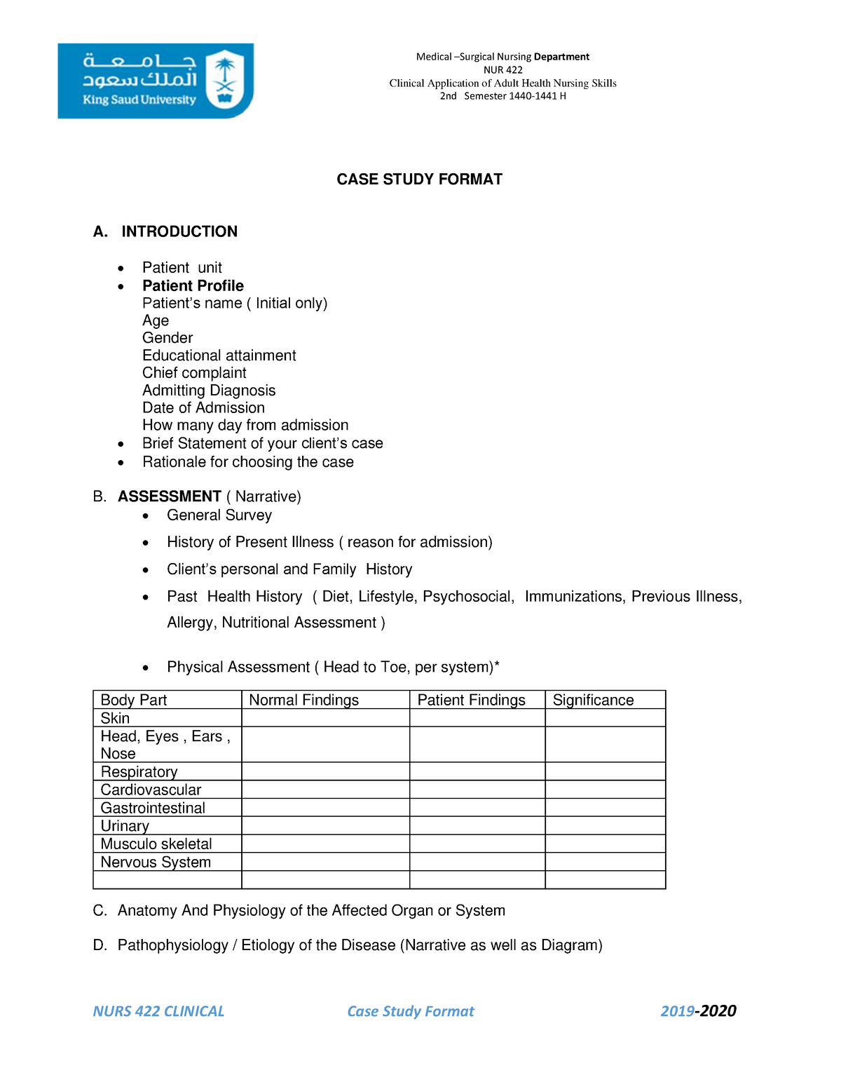 case study format in medical surgical nursing