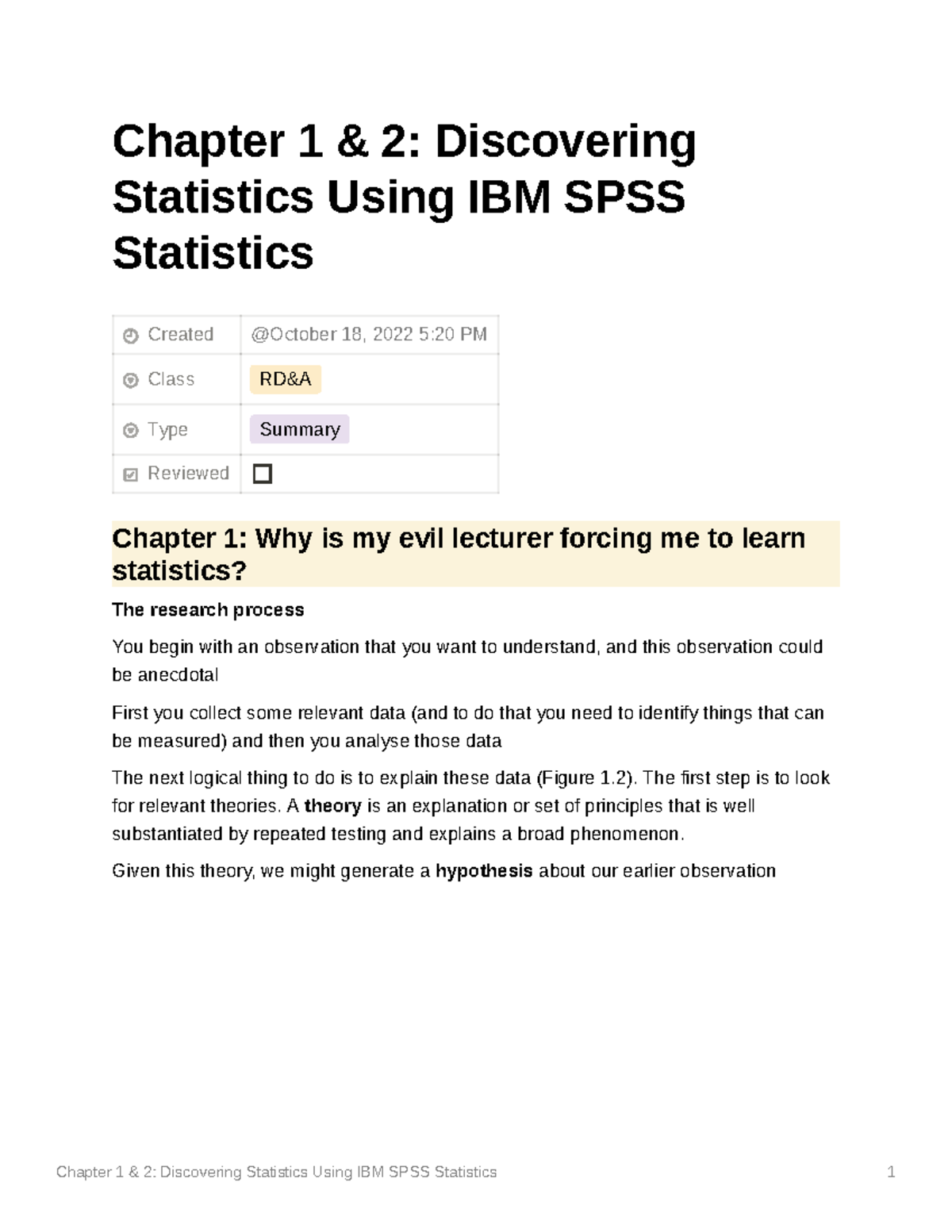 Chapter 1 2 Discovering Statistics Using IBM SPSS Statistics - Chapter ...