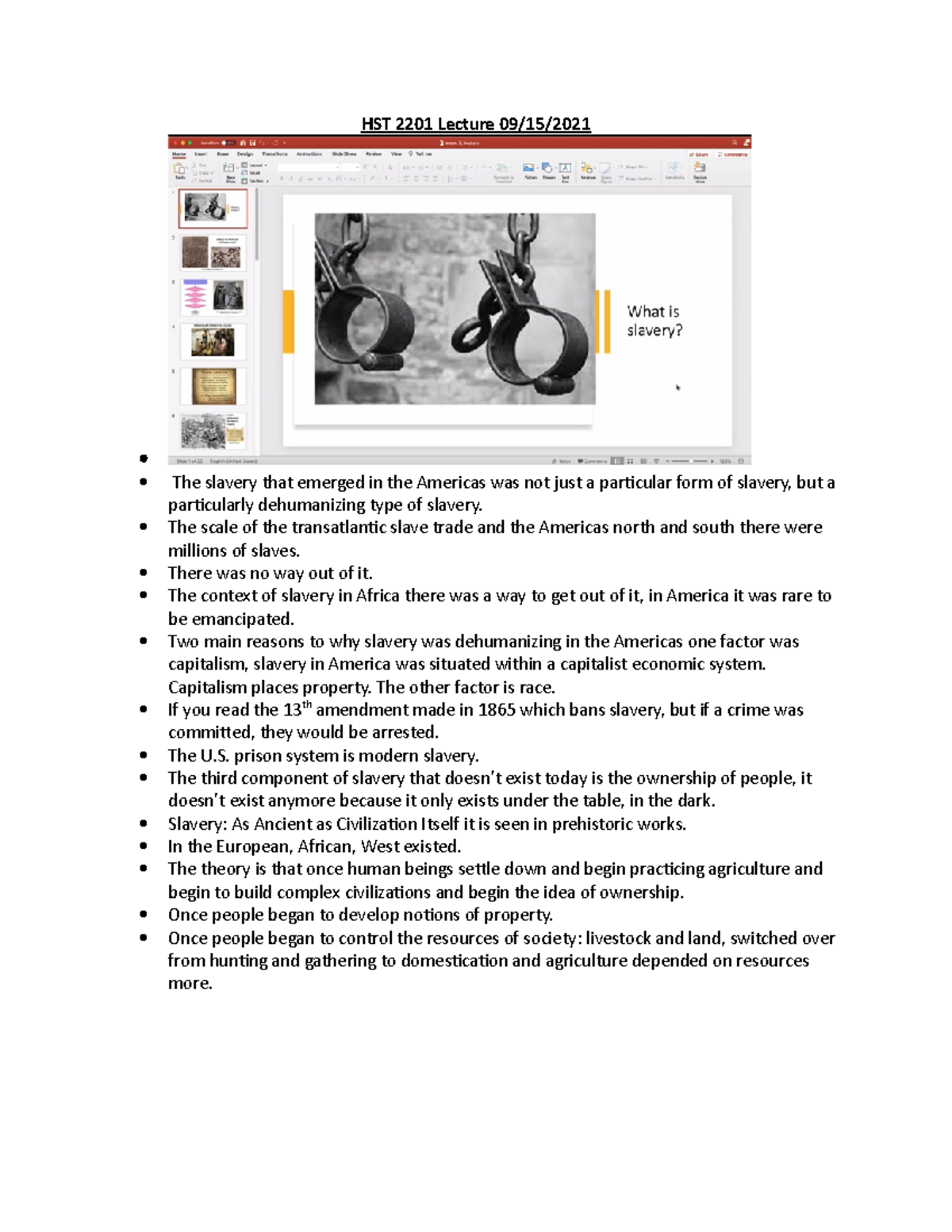 Hst 2201 Lecture 09 These Notes Talk About Slavery In Prehistoric Times Including How The Hst 2201 Lecture 09 These Notes Talk About Slavery In Prehistoric Times Including How The