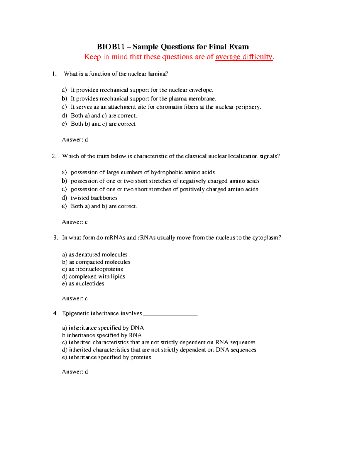 Final Exam 10 April Winter 2018, Questions And Answers - BIOB11 ...