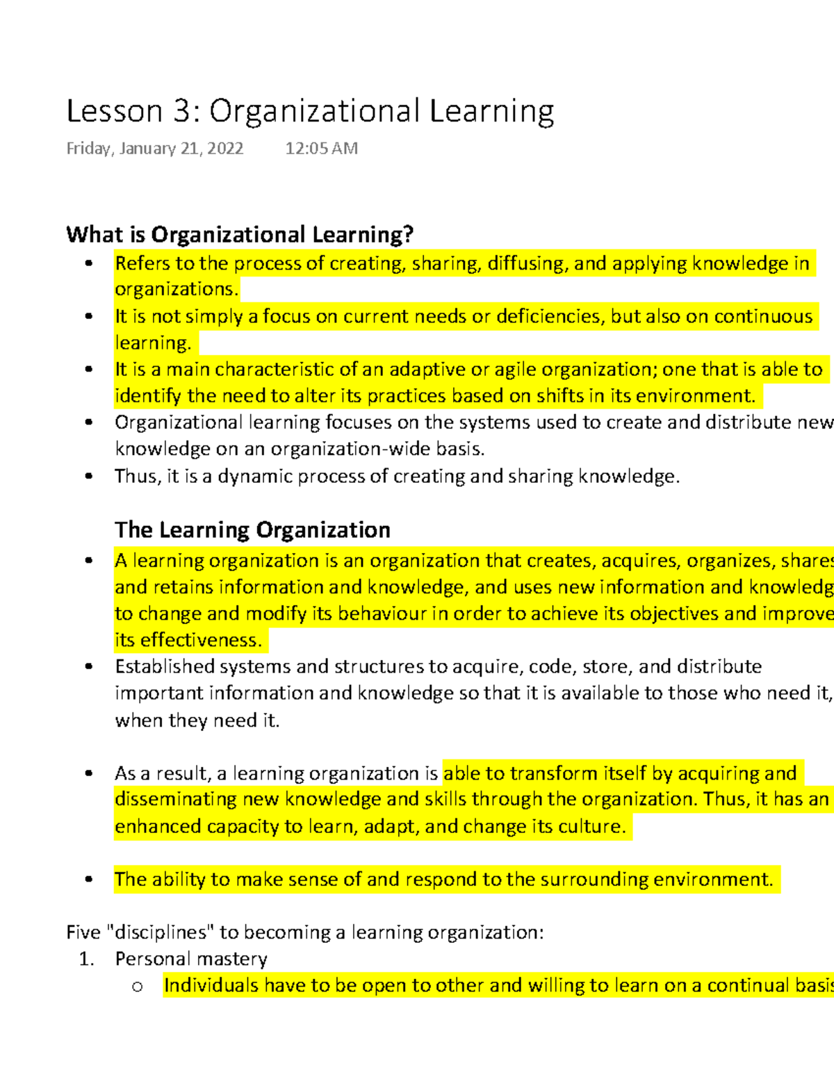 Lesson 3 Organizational Learning - What is Organizational Learning ...