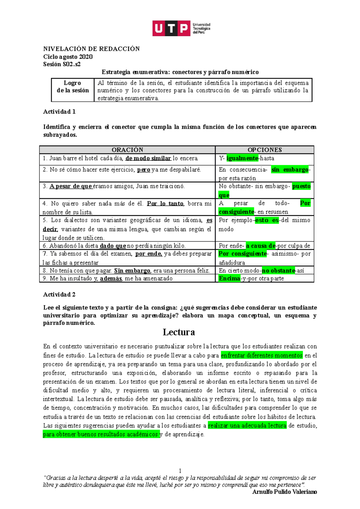 S02 s2 Resolver Ejercicios Conectores Y P rrafo Num rico Agosto 