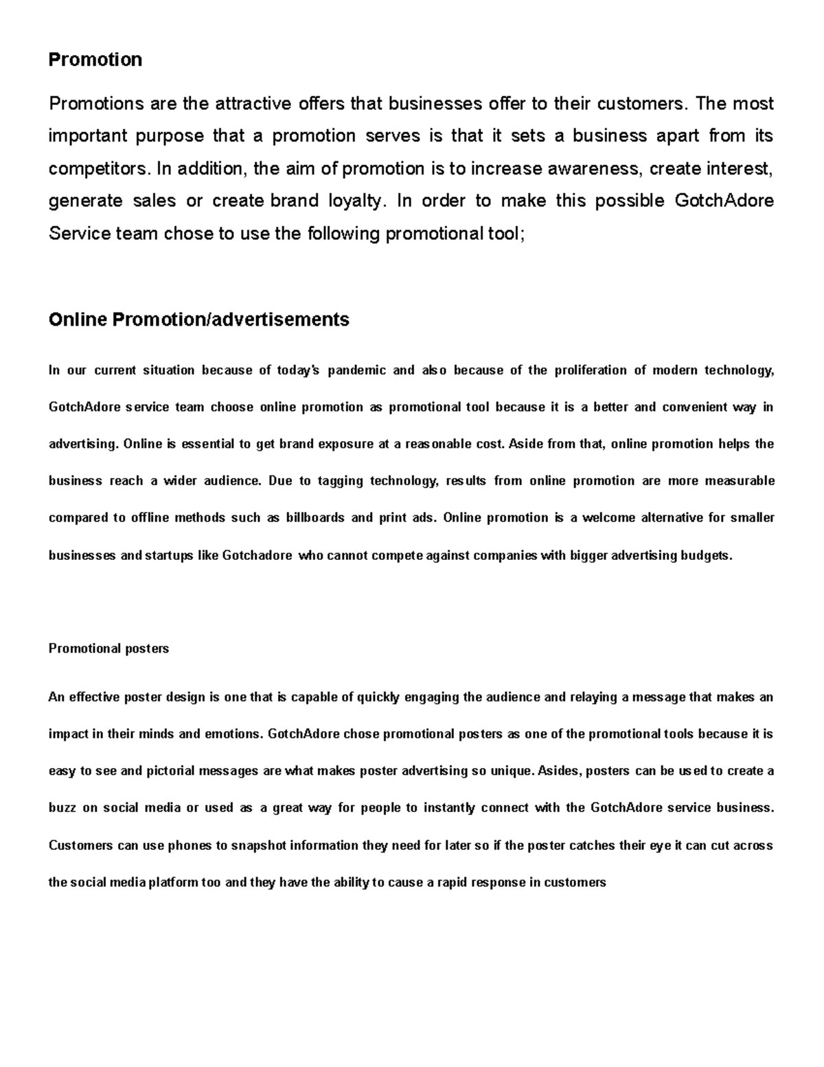 Promotion - This work is about business subject that our teacher have ...