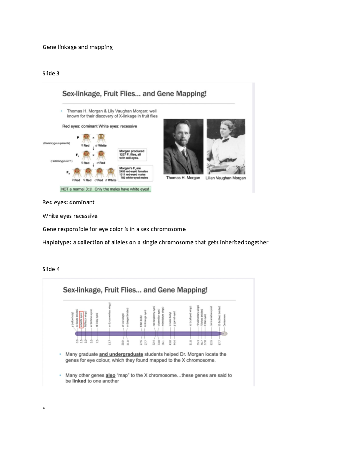 Module 5 Part A - zsddszzsd - Gene linkage and mapping Slide 3 Red eyes ...