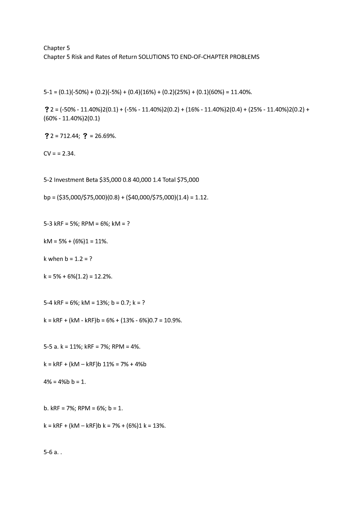 chapter-5-solution-chapter-5-chapter-5-risk-and-rates-of-return