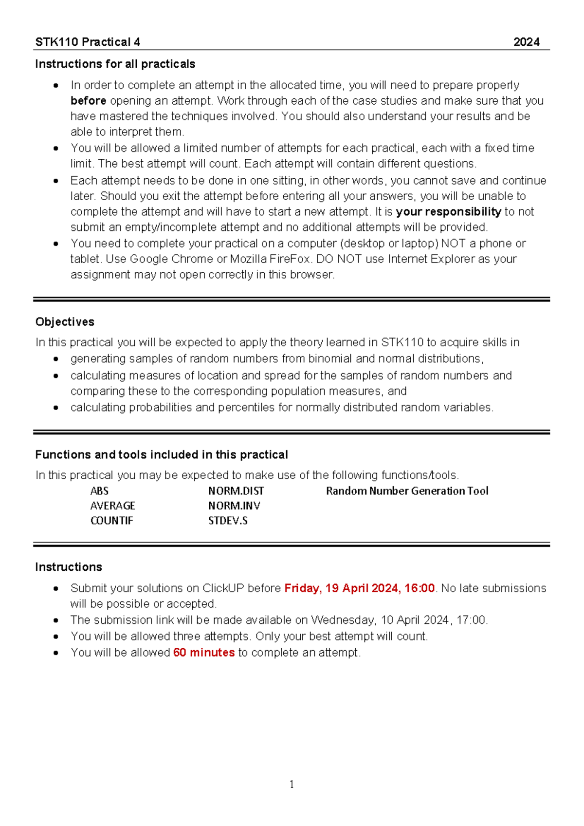 STK110 Practical 4 2024 1 STK110 Practical 4 2024 Instructions