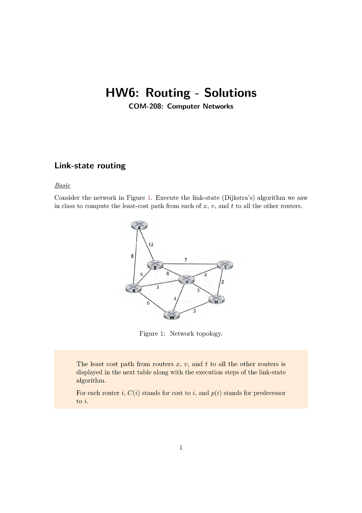 Homework 6-sol - Tut 6 Solution - HW6: Routing - Solutions COM-208 ...