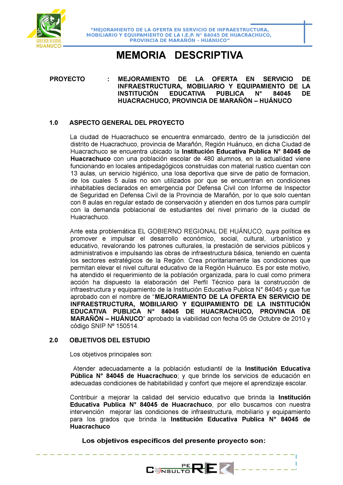 Memoria Des IE 84045 HUAC - MOBILIARIO Y EQUIPAMIENTO DE LA I.E. N ...