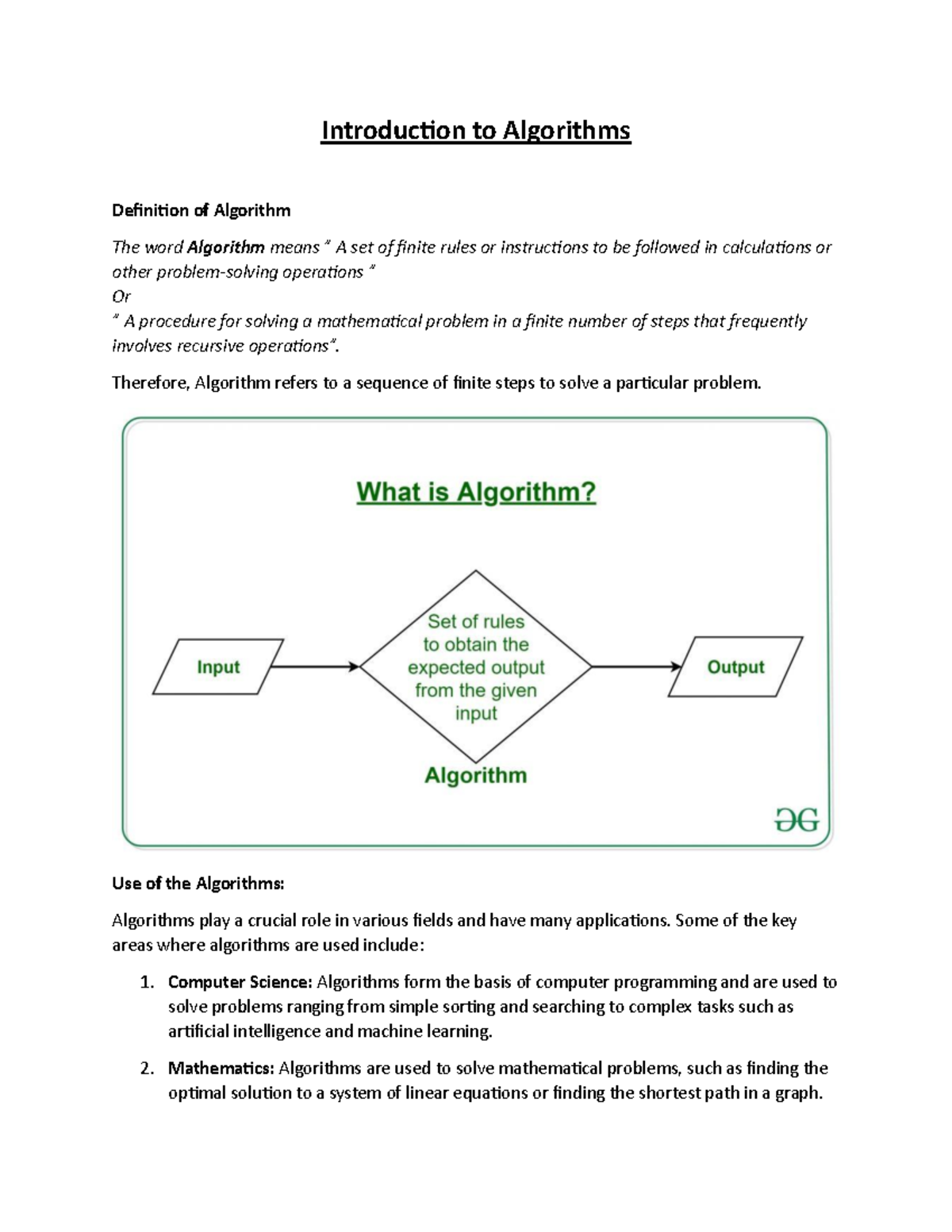 Algorithms - Algorithm - Introduction to Algorithms Definition of ...