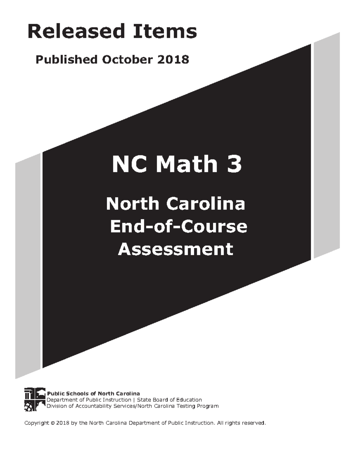 EOC NC Math 3 Released Form 1 Released Items Published October 2018