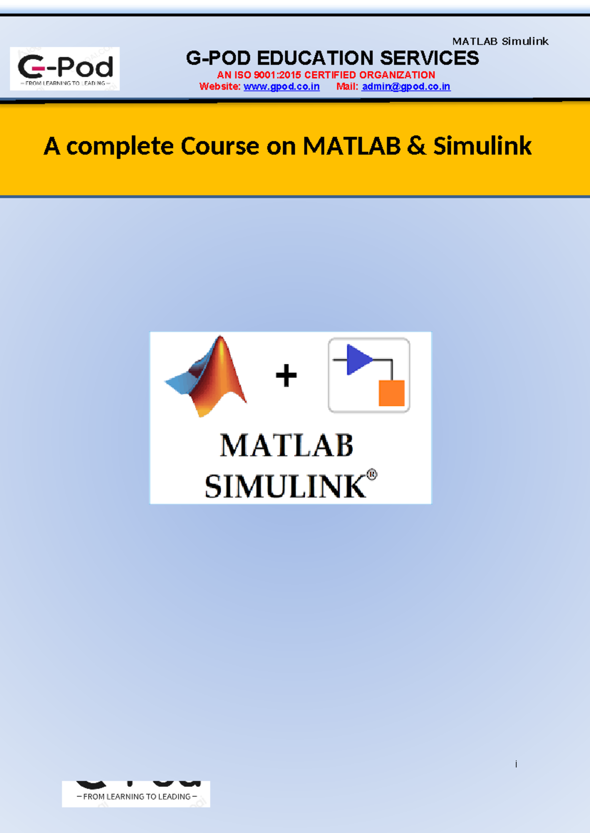 Matlab simulink tutorial - i G-POD EDUCATION SERVICES AN ISO 9001:2015 ... image.
