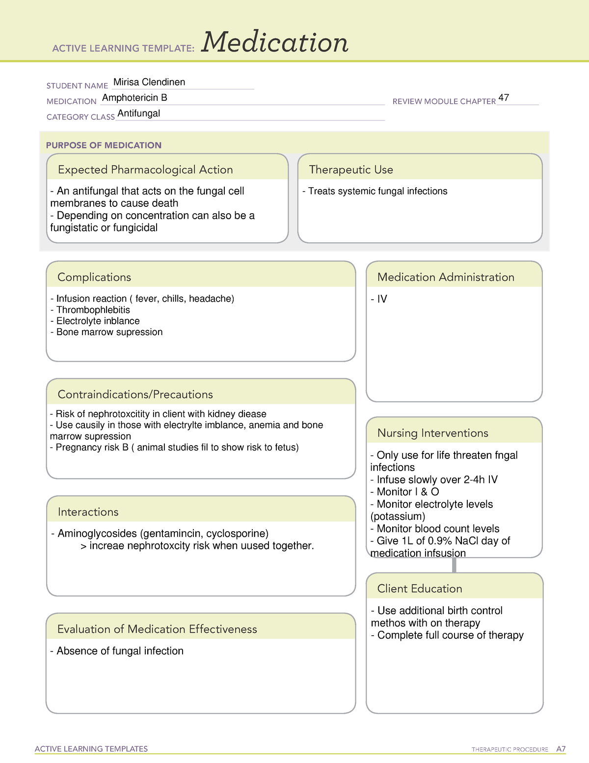 Amphotericin B - Med Template ATI - ACTIVE LEARNING TEMPLATES ...