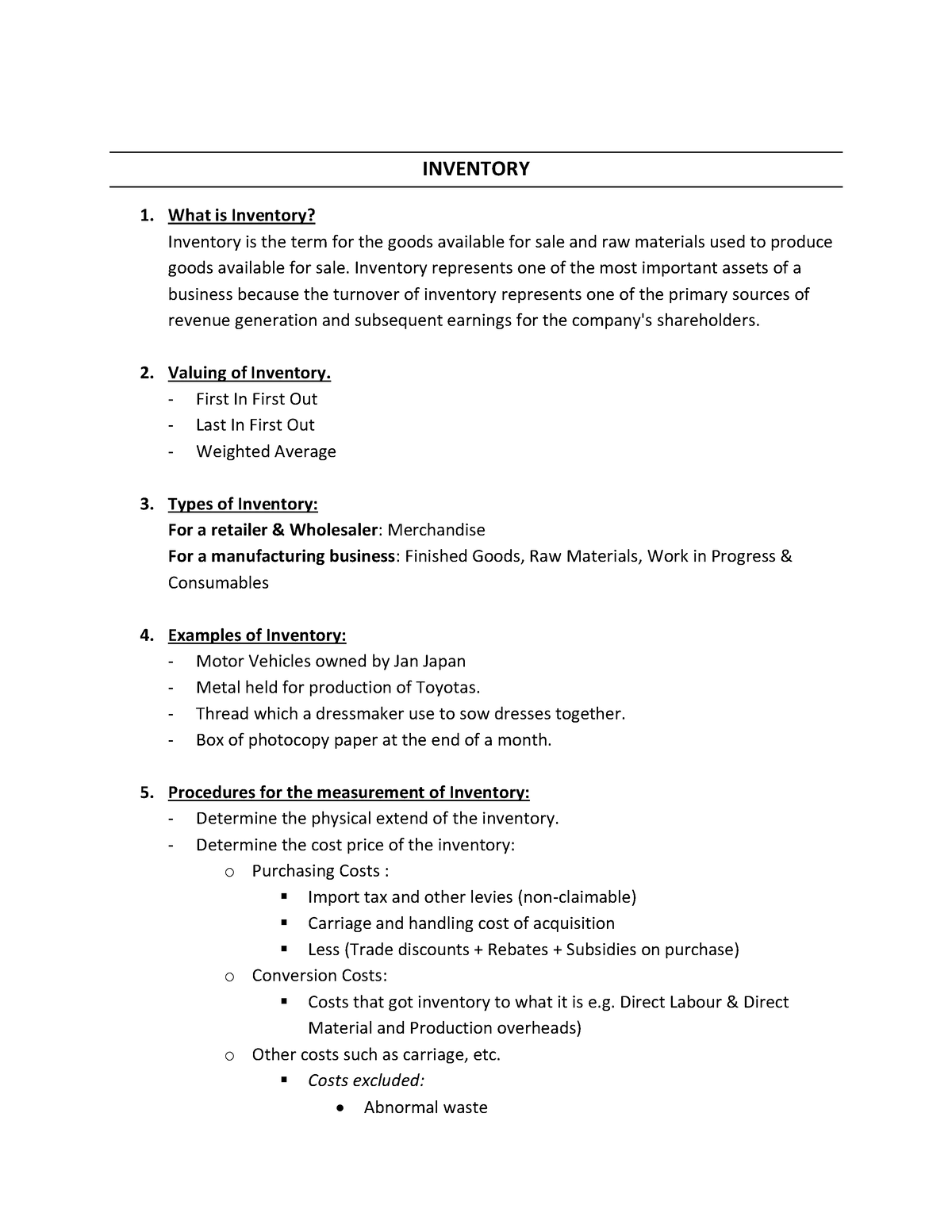 Unit 8 Inventory INVENTORY 1 What Is Inventory Inventory Is The 