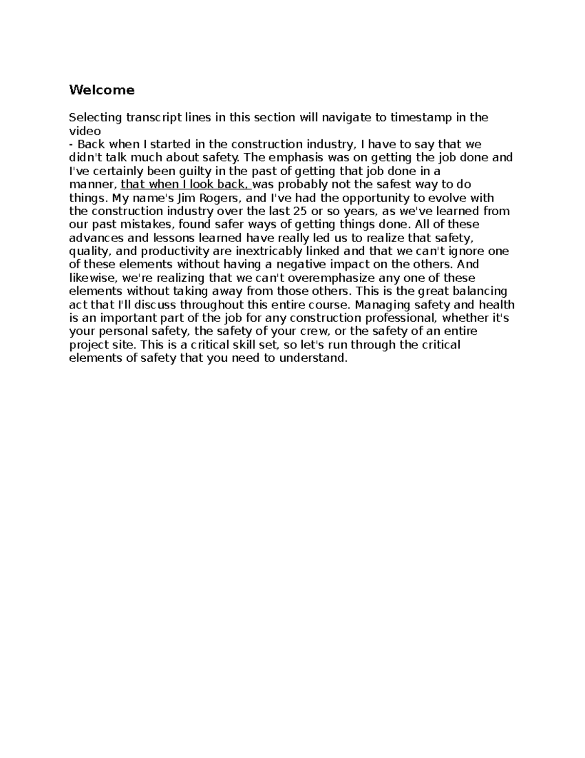 Welcome - Conversation - Welcome Selecting transcript lines in this ...