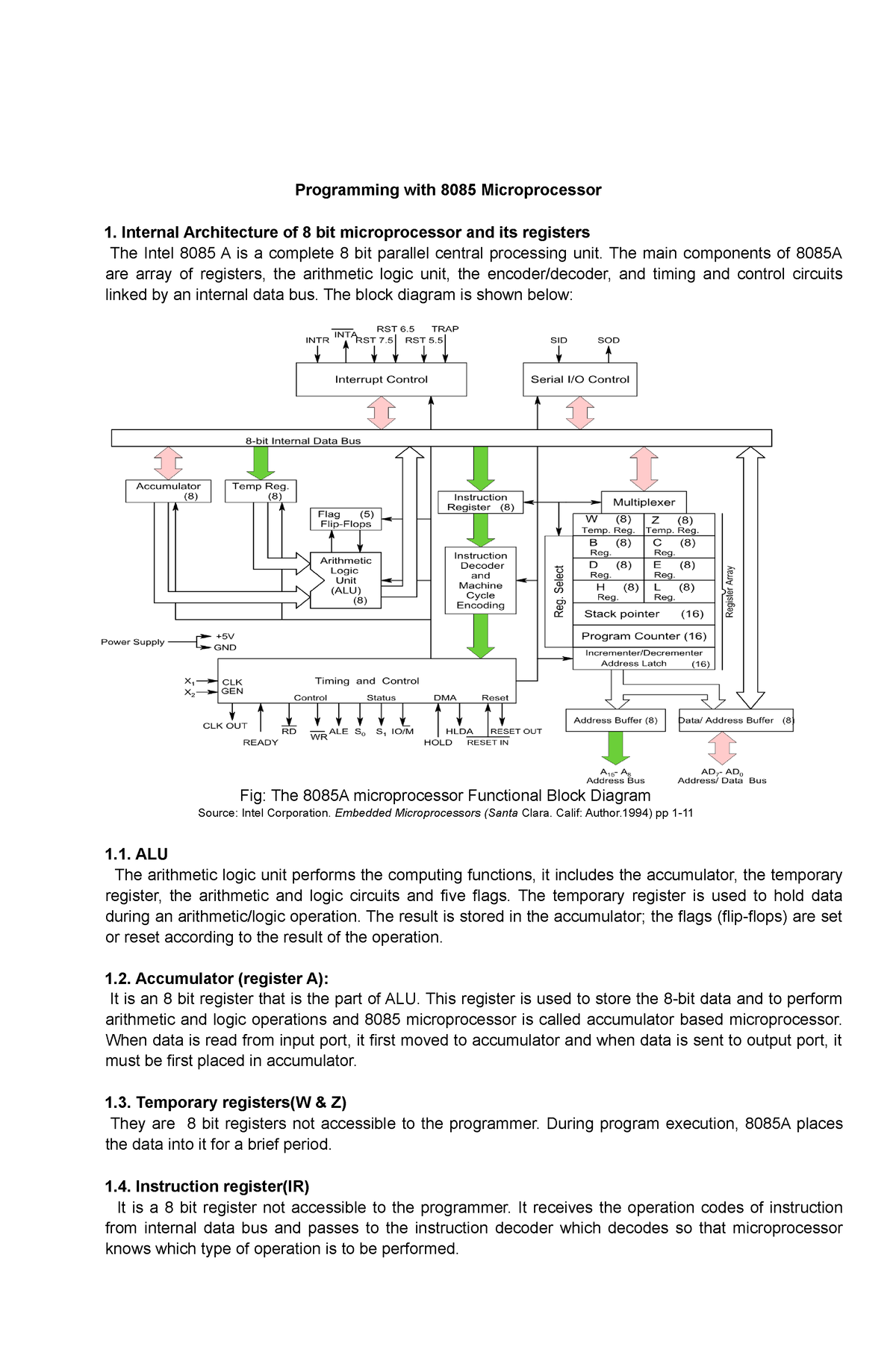 Programming with 8085 Microprocessor - Programming with 8085