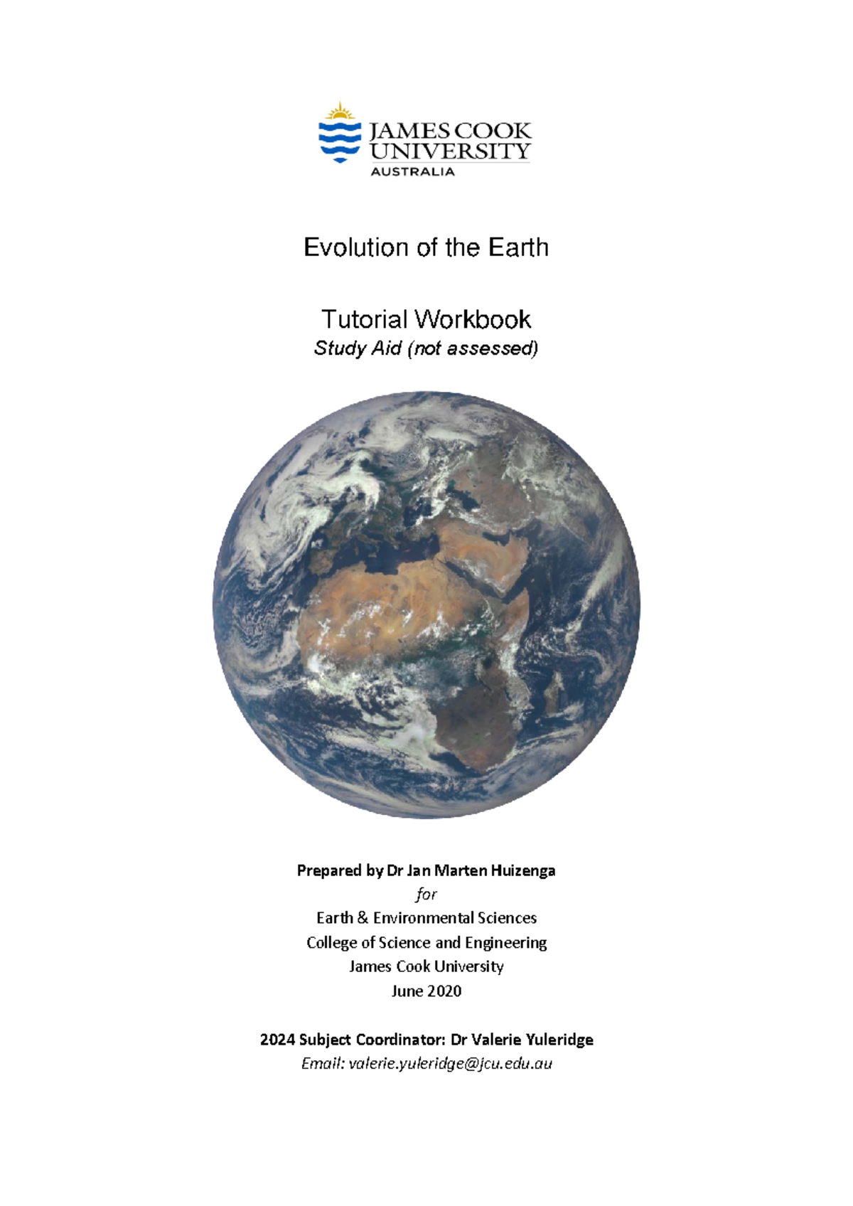 Tutorial Workbook - notes - Evolution of the Earth Tutorial Workbook ...
