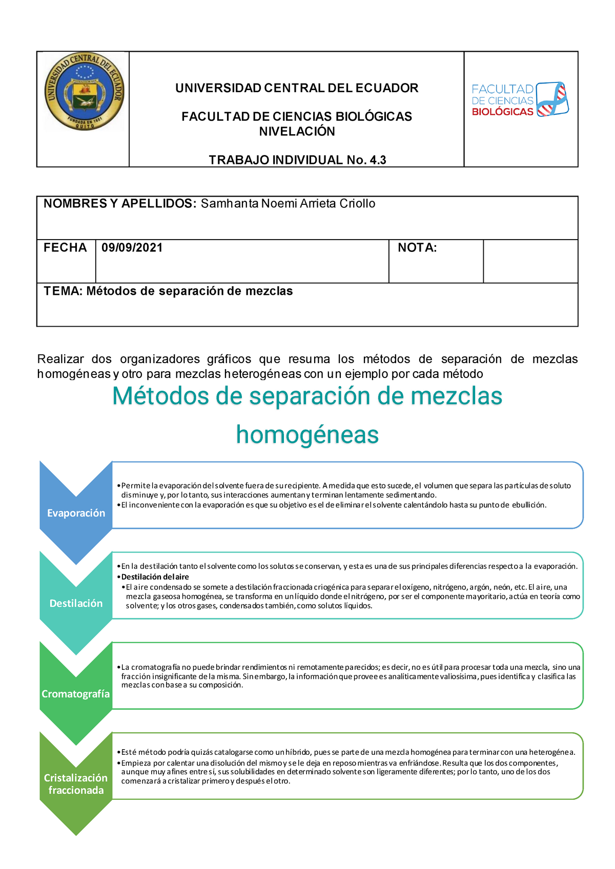 Métodos De Separación De Mezclas Heterogeneas Y Homogeneas Universidad Central Del Ecuador 3670