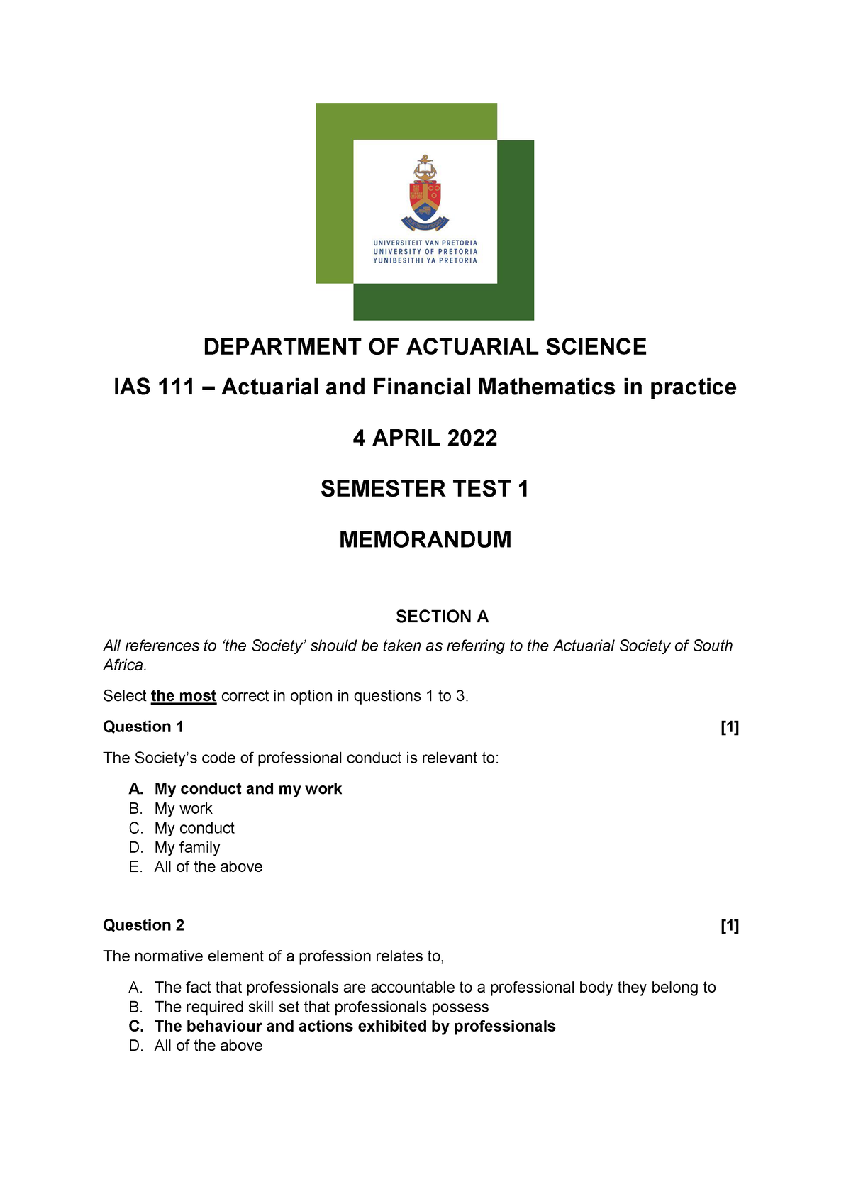 actuarial science undergraduate thesis topics