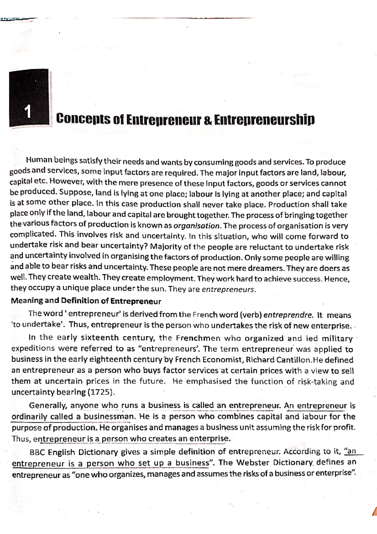 ED chapter 1 part 1 - ED notes - Entrepreneurship Development - Studocu