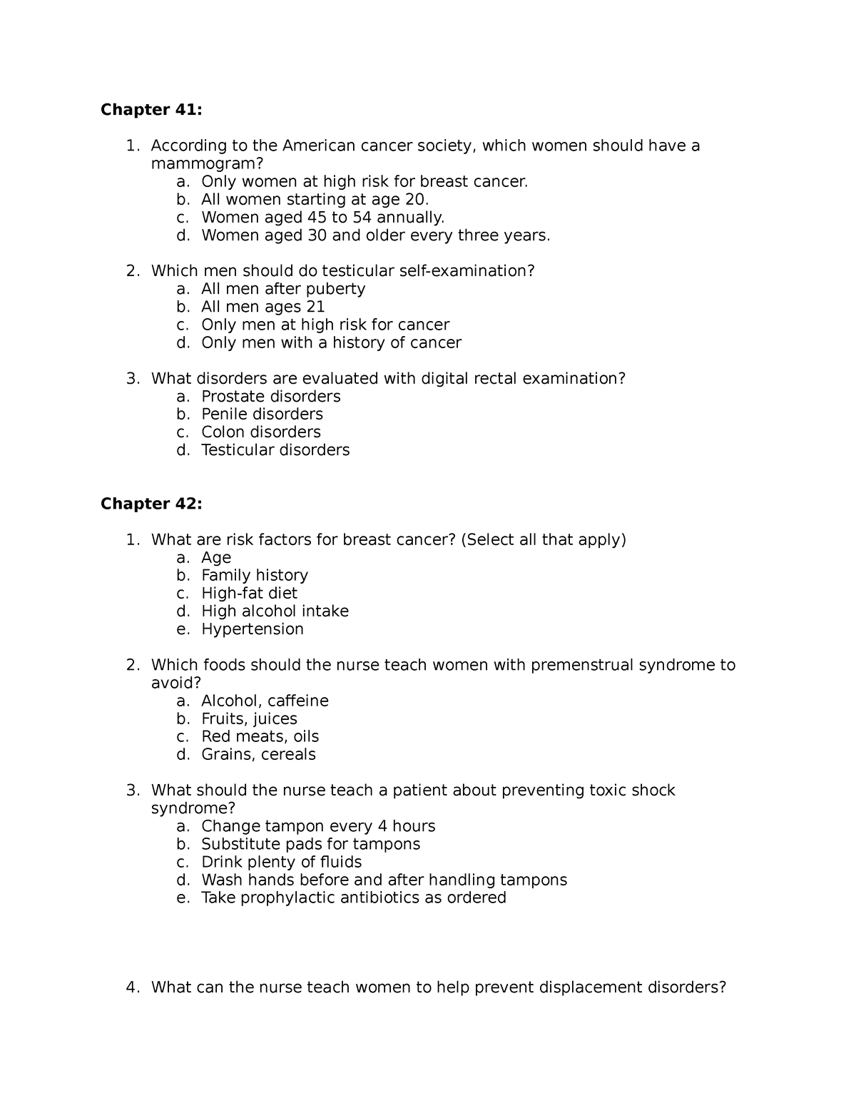 Chapter 41 To 44 Slideshow Questions Med Surg Chapter 41 According To The American Cancer 3530