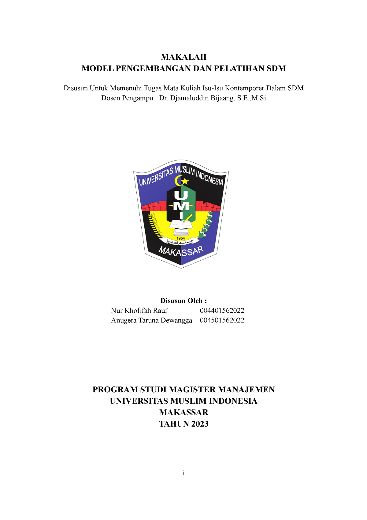 Pelatihan DAN Pengembangan SDM - MAKALAH MODEL PENGEMBANGAN DAN ...