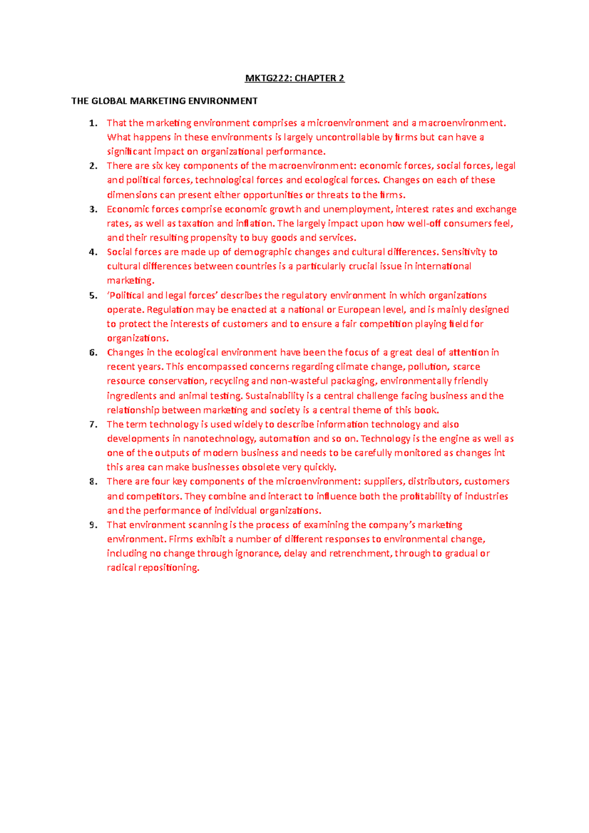 Chapter 2 - Lecture notes 1 - MKTG222: CHAPTER 2 THE GLOBAL MARKETING ...