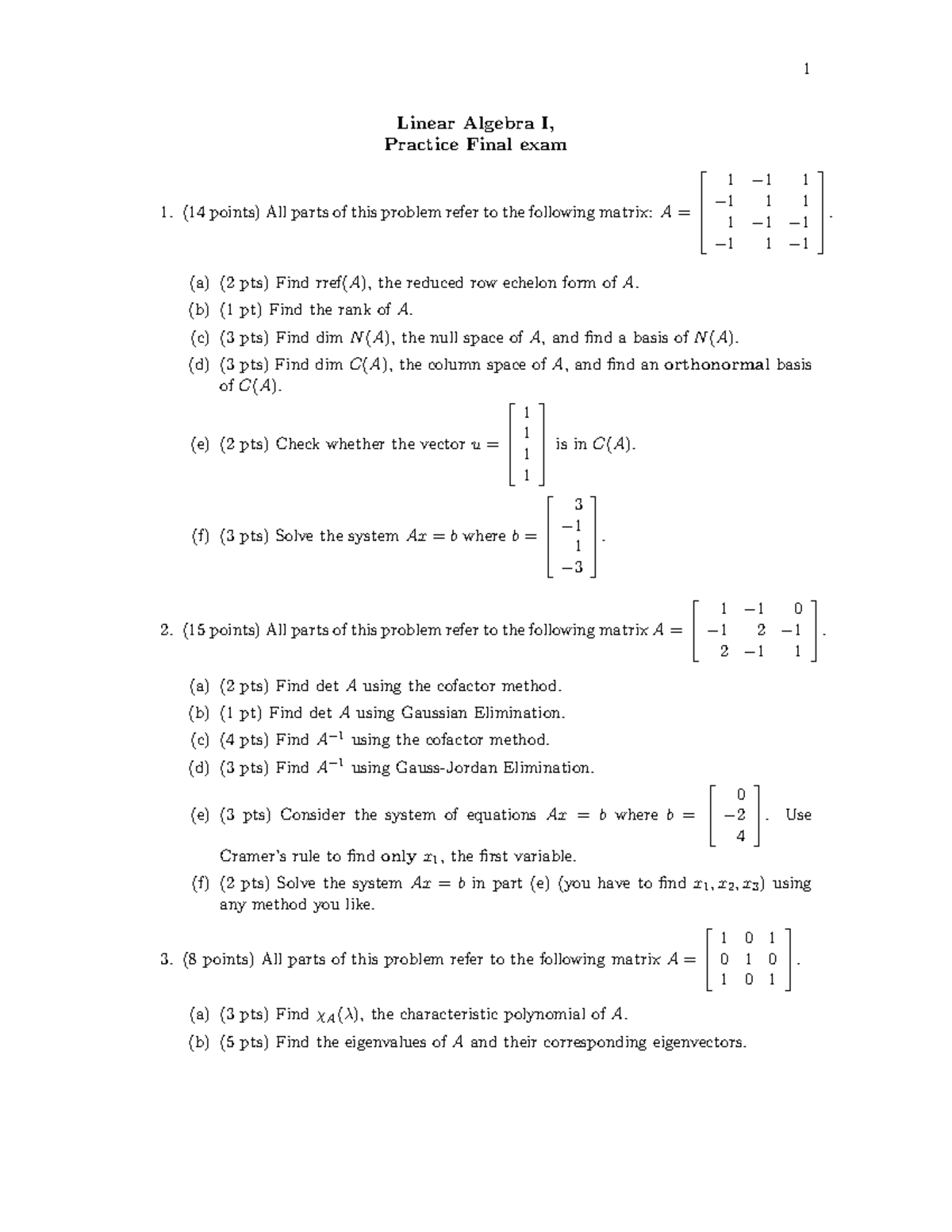 final-exam-practice-linear-algebra-i-practice-final-exam-14-points