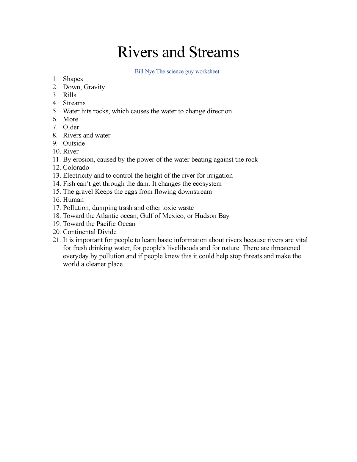 Rivers and Streams - The bill nye the science guy river and stream For Bill Nye Erosion Worksheet