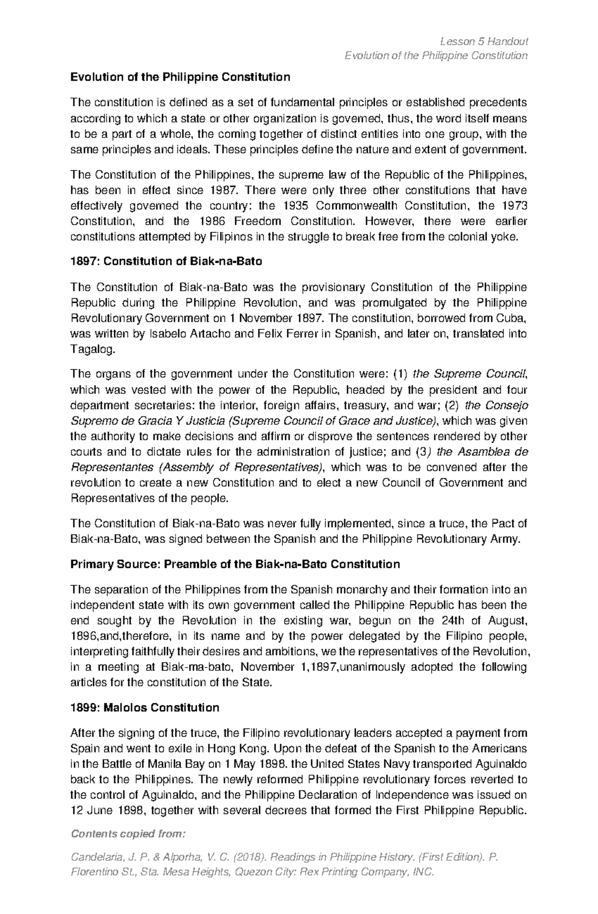 Lesson 5 - Evolution of Philippine Consitution - Evolution of the ...