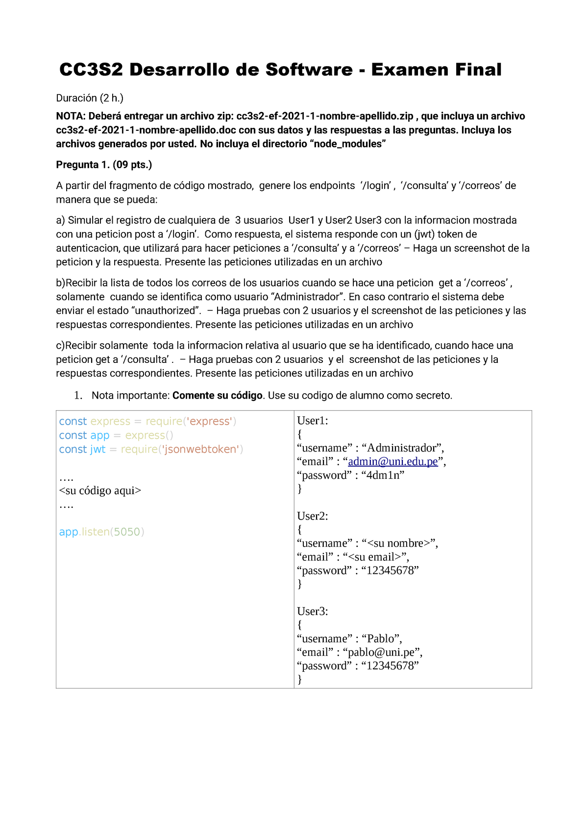 Cc3s2 EF S 2021 1 - Examen Final Solucionado - CC3S2 Desarrollo De ...