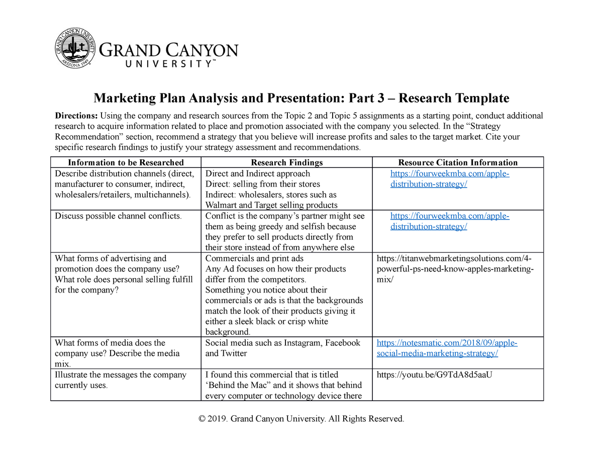 marketing plan analysis and presentation part 3