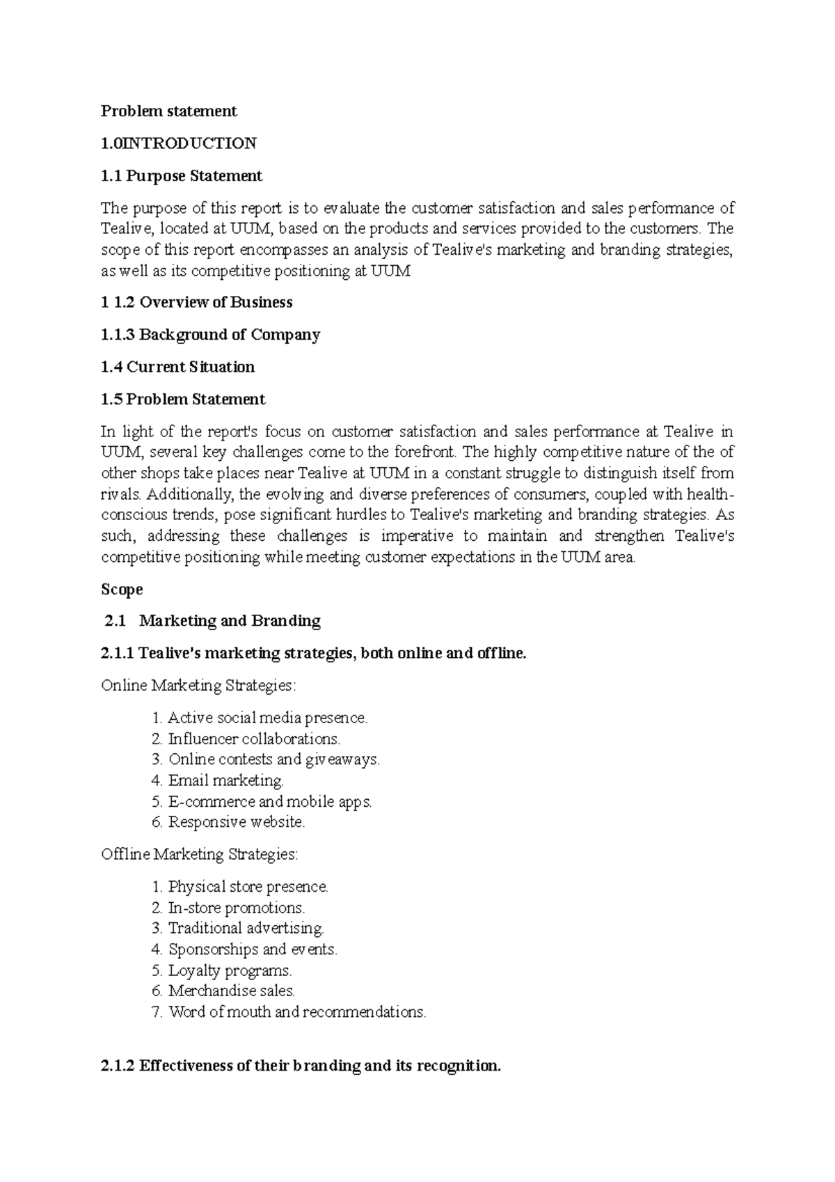 Draft Report Problem statement 1 1 Purpose Statement The purpose of