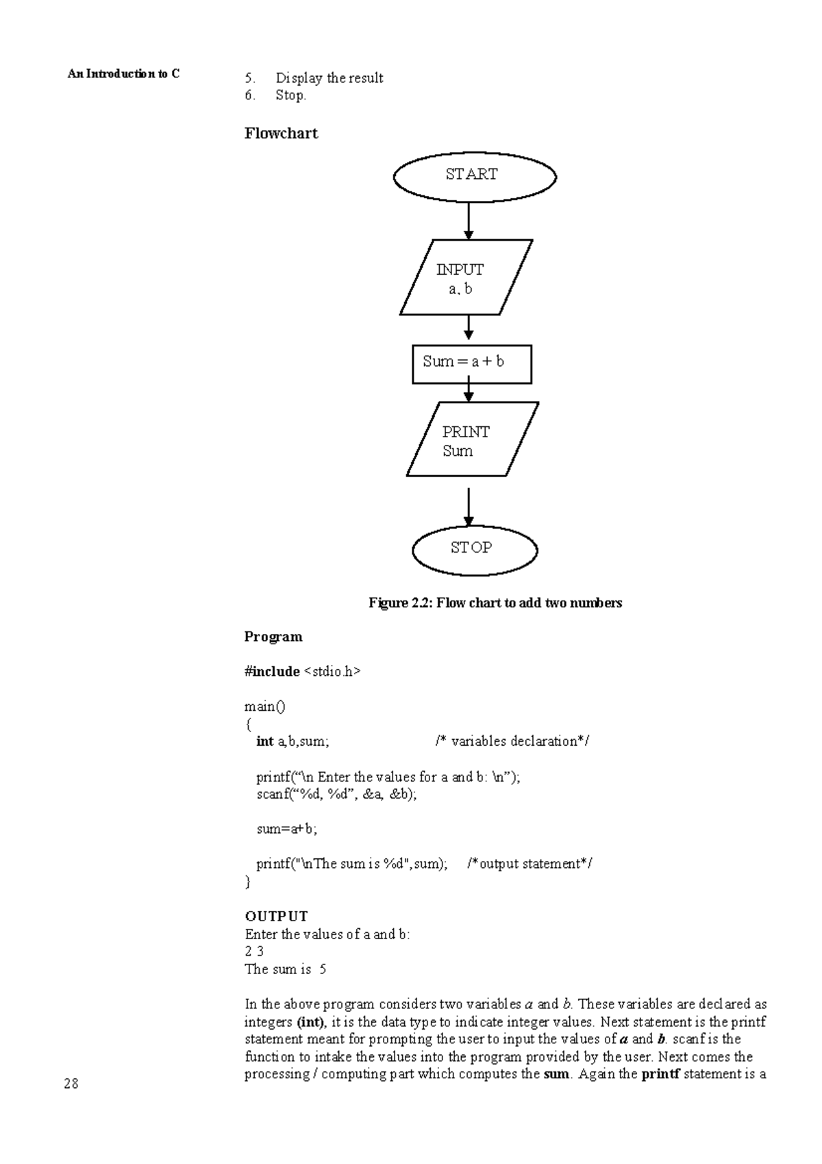 28 - Flowchart - 28 An Introduction to C 5. Display the result 6. Stop ...