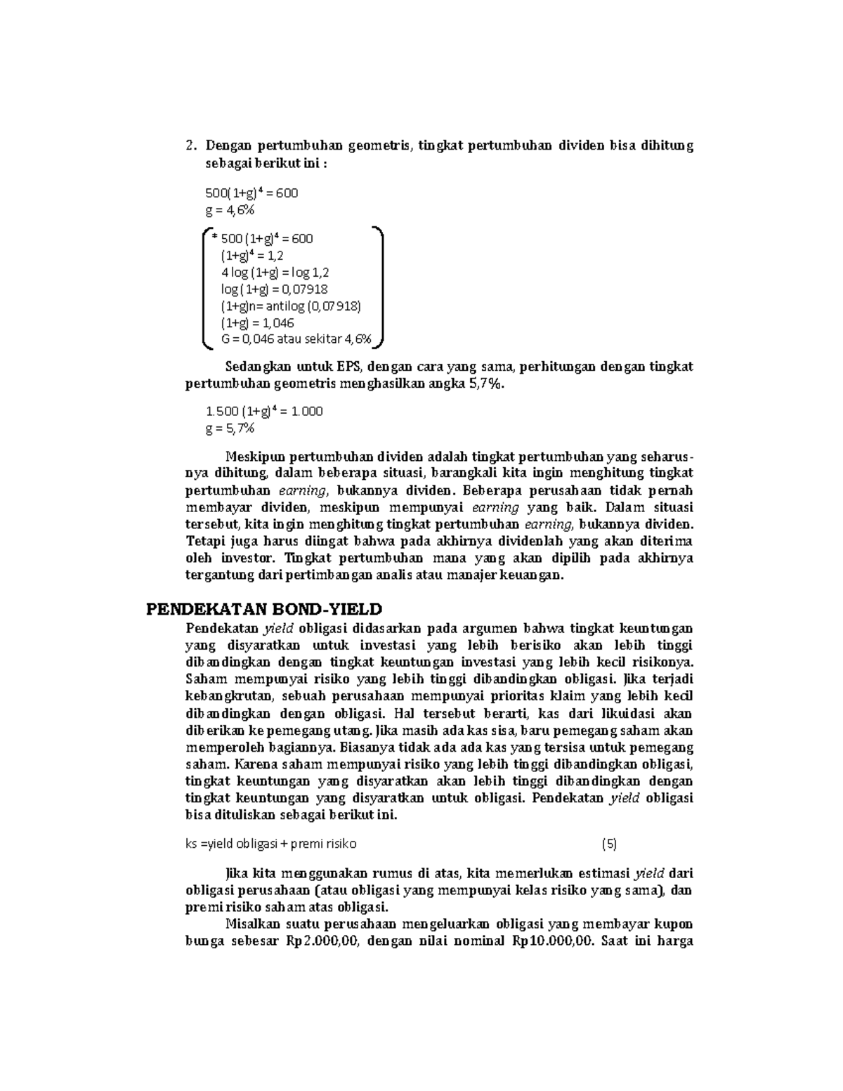 8 - Tugas - Dengan Pertumbuhan Geometris, Tingkat Pertumbuhan Dividen ...