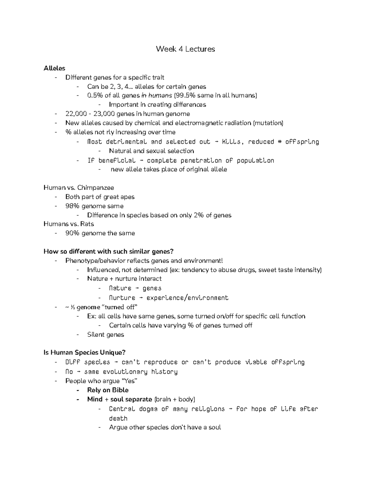 Evolution and Behavior Week 4 - Week 4 Lectures Alleles - Different ...