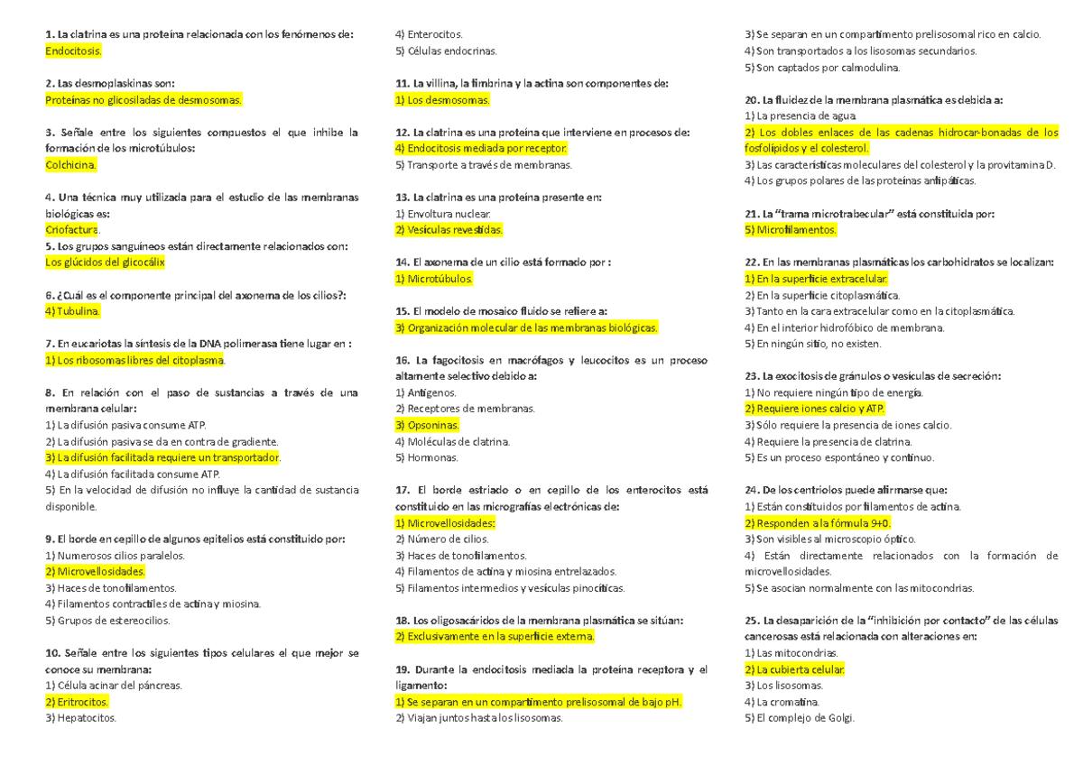 Preguntas biología temas de la primera unidad - La clatrina es una