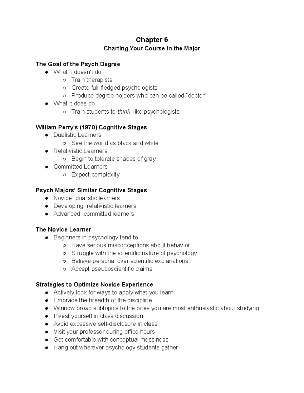 Chapter 6 - Charting Your Course in the Major - Chapter 6 Charting Your ...